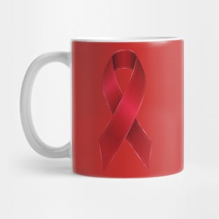 Red ribbon of awareness Mug
